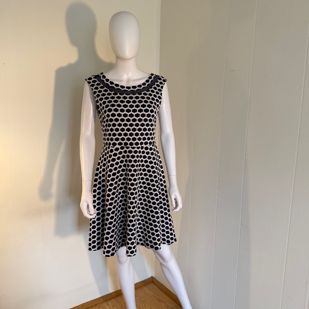 Pixley Large Sheer Detail V Back Scoop Neck Knee length Honeycomb Texture dress